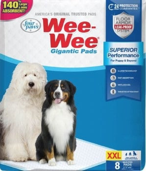 Four Paws Wee Wee Giganric Pads For Extra Large Dogs 27.5x55 , 8 Count