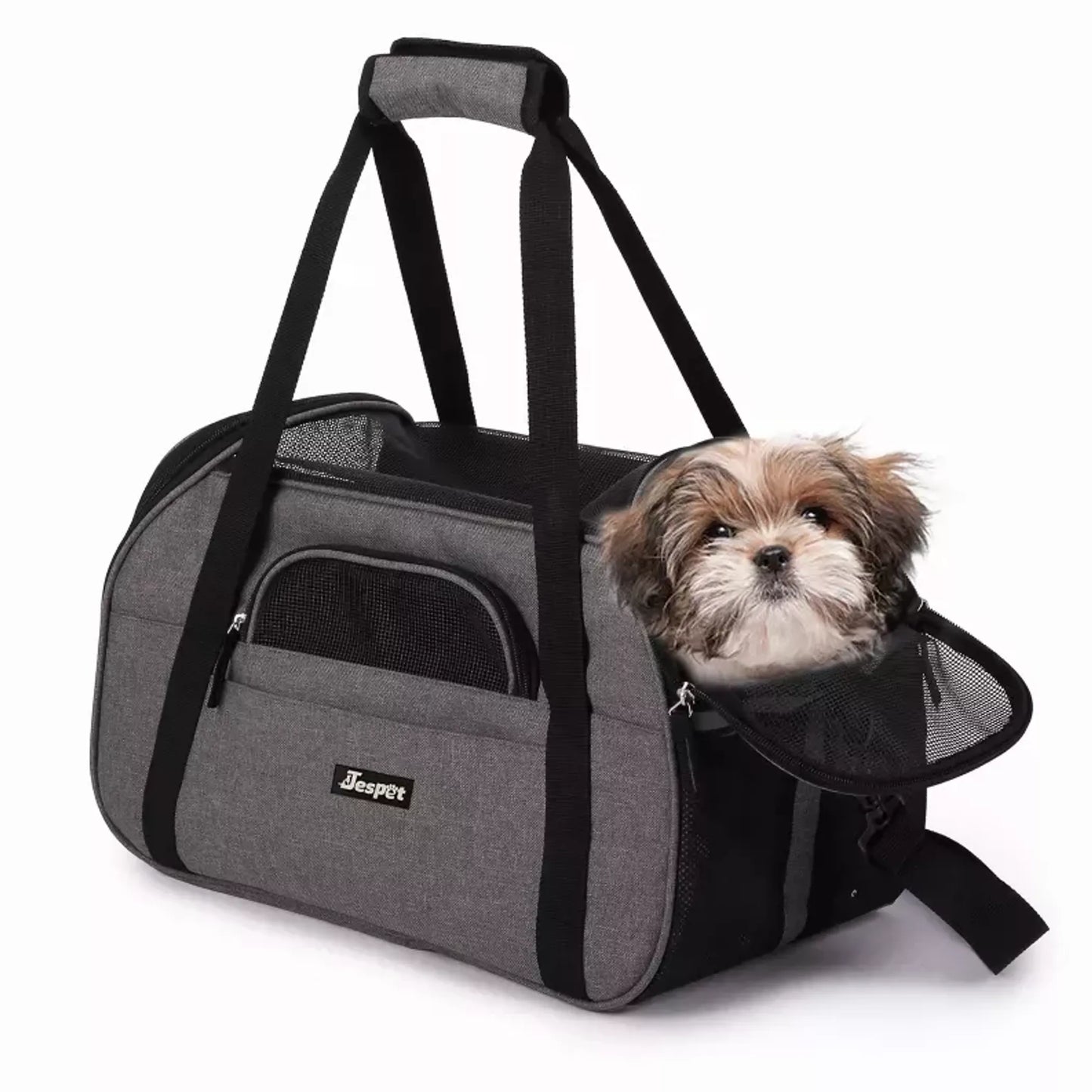 JESPET Soft-Sided Kennel Pet Carrier for Small Dogs, Cats, and Puppies, airline-approved, collapsible design