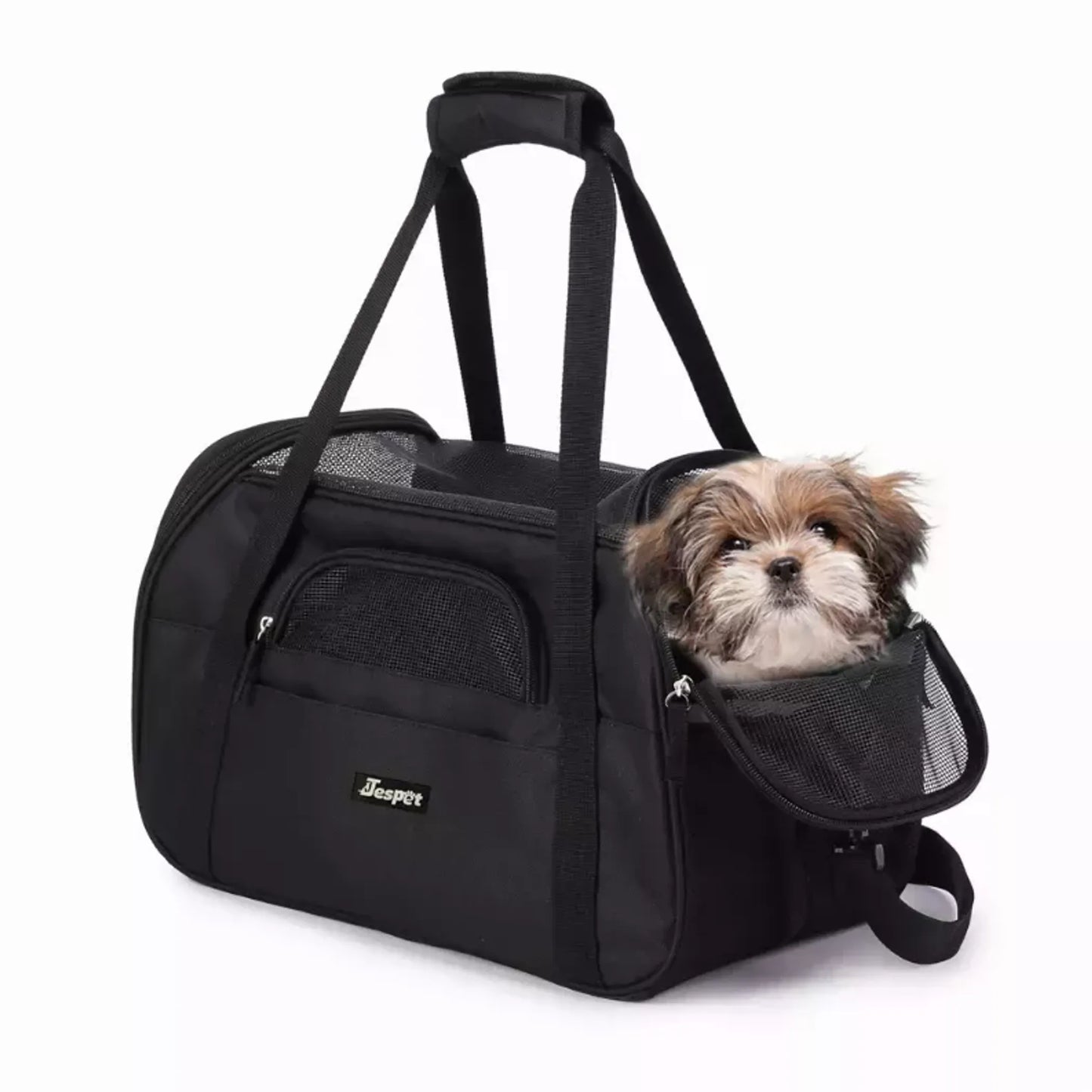 JESPET Soft-Sided Kennel Pet Carrier for Small Dogs, Cats, and Puppies, airline-approved, collapsible design