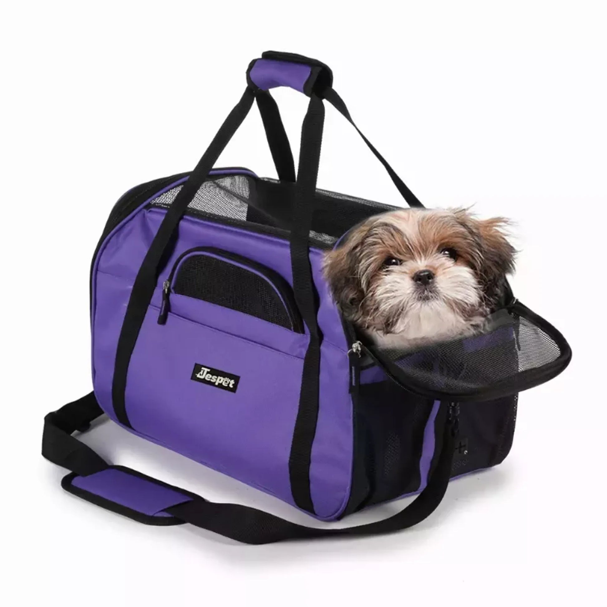 JESPET Soft-Sided Kennel Pet Carrier for Small Dogs, Cats, and Puppies, airline-approved, collapsible design - purple