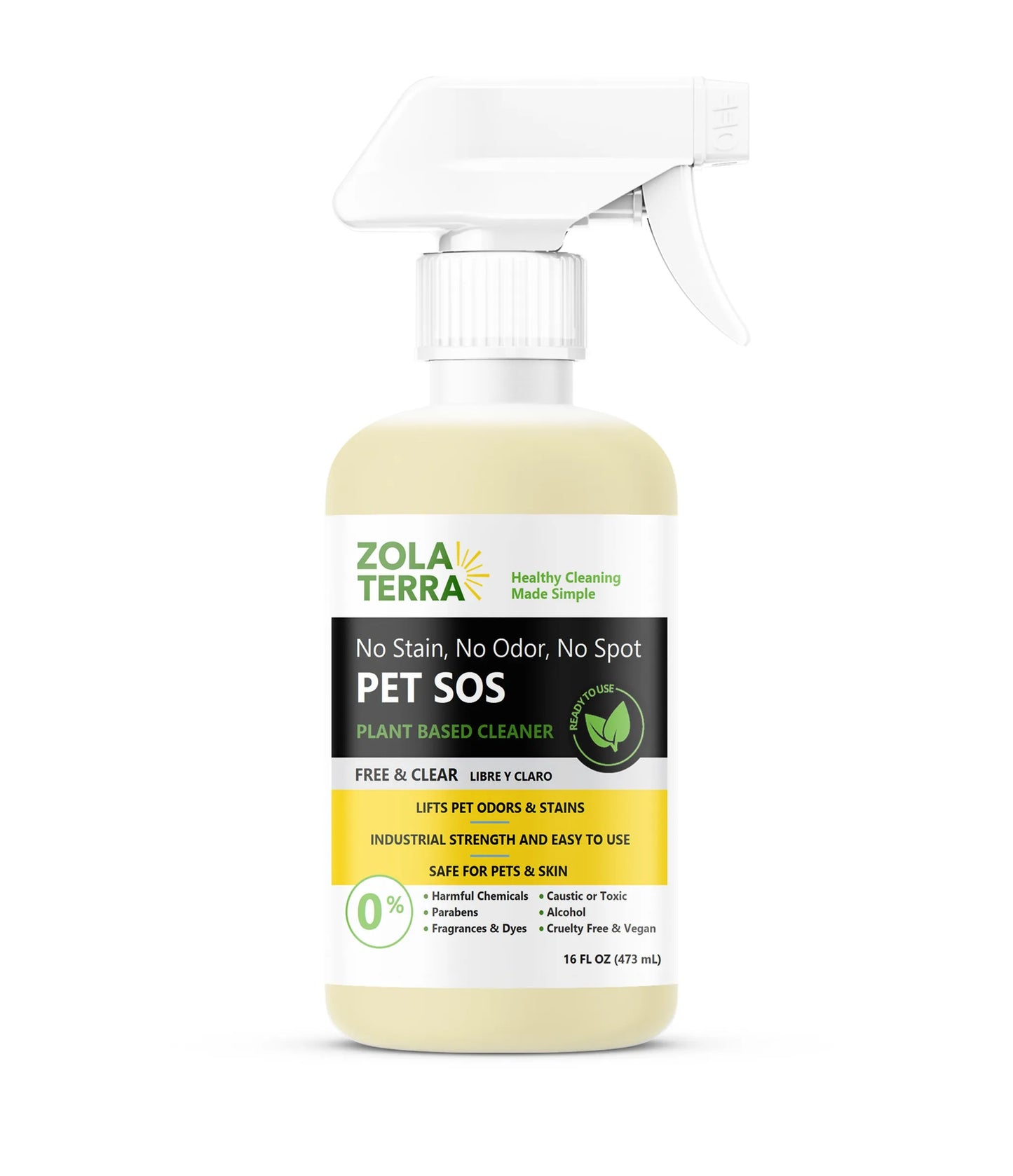 Pet SOS Cleaner, a powerful stain and odor remover for pet accidents