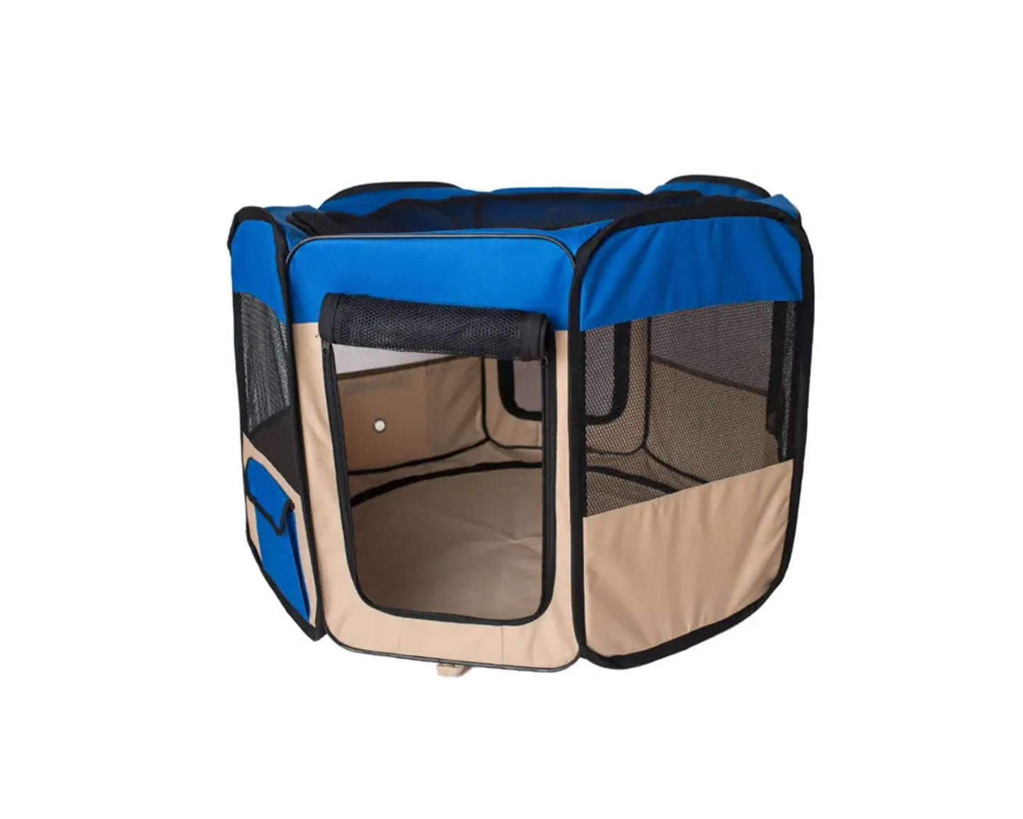 Armarkat PP001B-M Portable Pet Playpen in Blue and Beige Combo, a foldable and lightweight playpen offering a safe, spacious area