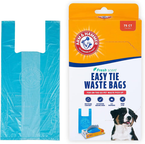 ARM & HAMMER 71041 Easy-Tie Waste Bags, Blue, 75 Count - Pack of 1