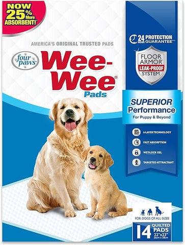 Four Paws Wee-Wee Superior Performance Pads 22" x 23" (14 Count),White