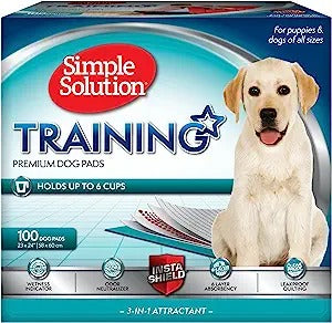 Simple Solution Training Puppy Pads - 6 Layer Dog Pee Pads, Absorbs Up to 6 Cups of Liquid - 23x24in - 100 Count