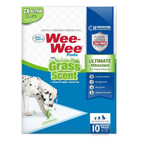 Four Paws Wee-Wee Grass Scented Puppy Pads, Count of 10, 10 CT, White