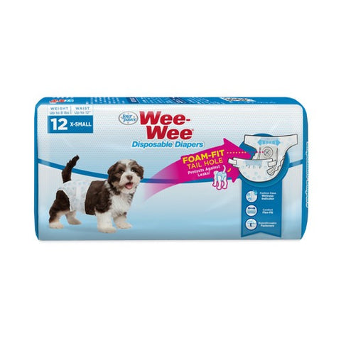 Four Paws Wee-Wee Disposable Dog Diapers X-Small (12 Count)