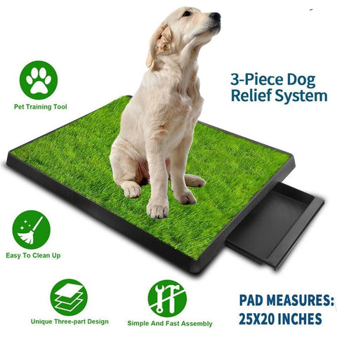Dog Synthetic Grass Mesh Tray 3 Layer Pet Potty for Dogs Indoor Outdoor Use - Mojopetsupplies.com