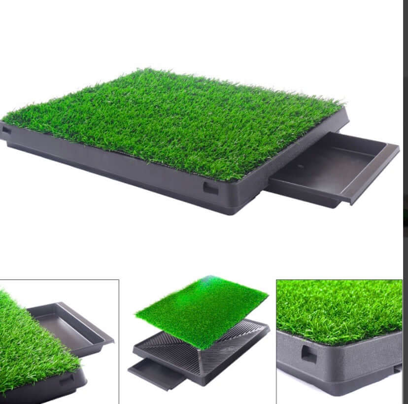 3 Piece Dog Potty Grass with Draining Tray Medium